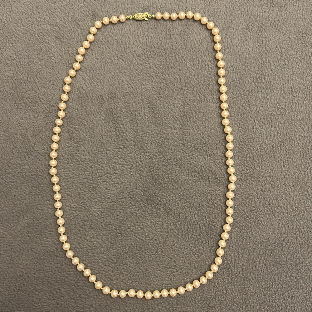 Vintage Signed PAT Faux Pearl Necklace, 12”
